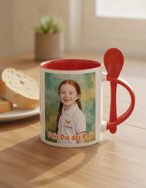Caneca com Colher Reta